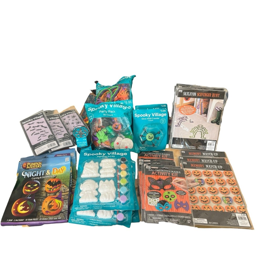 Bulk Halloween Decorations Set of 27 Activities Pumpkin Carving Kit, Masks, Art